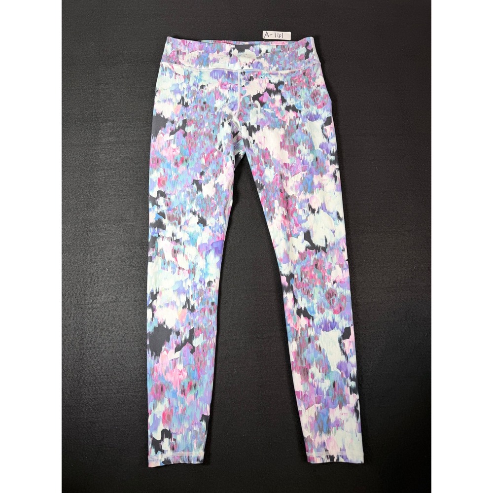 Fabletics Womens Medium Abstract Brushstroke Print Leggings Purple Blue Pink